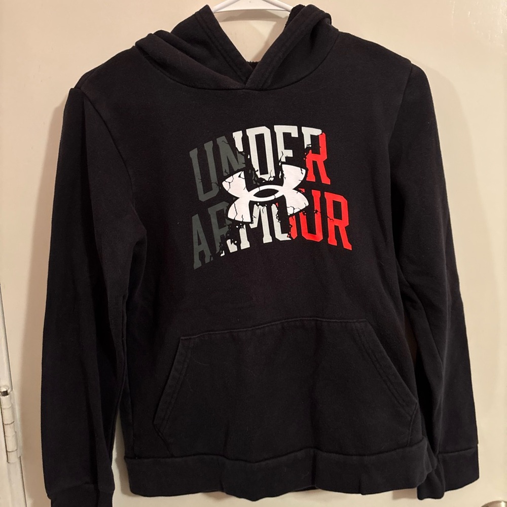 Under Armour Black Hoodie with Red and Gray Logo